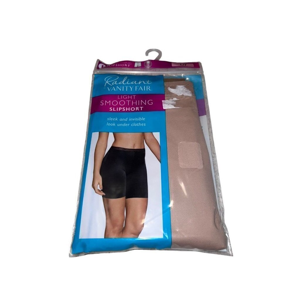 NIB VANITY FAIR Radiant Light Smoothing Slip Short NUDE Beige Sz L